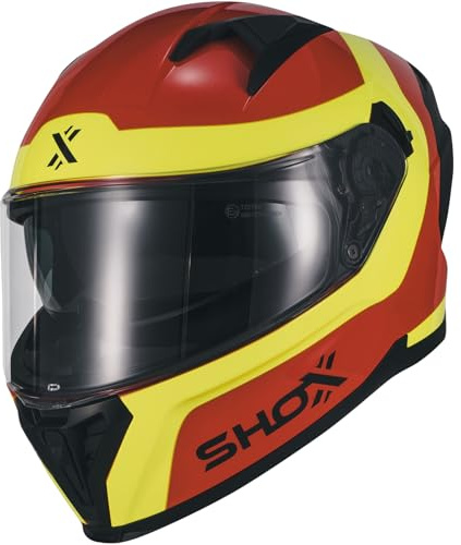 Shox Rapid Advance Motorcycle Helmet L Gloss Orange Hi-Vis Yellow