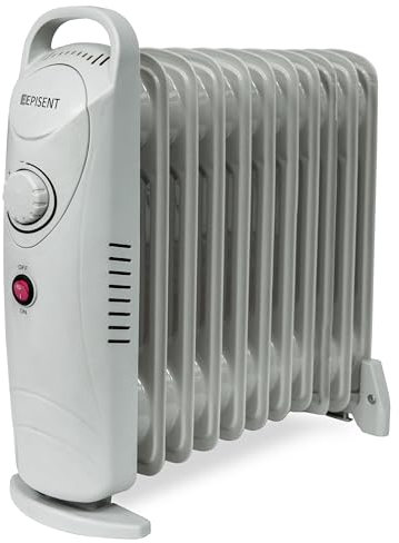 EPISENT 11 FINS Oil Filled Radiator – Portable Electric 𝐎𝐢𝐥 𝐇𝐞𝐚𝐭𝐞𝐫 with Adjustable Thermostat, Overheat Protection & Carry Handle – Energy-Efficient Heater for Home, Office & Any Room