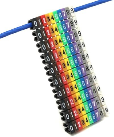 WJLYDM Kabelmarkierer 100/150 Stück Kabelmarker, bunt, M-Typ, Markierungsnummer, Etikett for 2–8 mm Draht, Netzwerkkabel, Drahtmarker, Etikett Zum Kabel Nummerierung(Color-4)