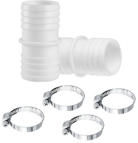 XUIIOSOOKP 2 Pcs Raccords de Tuyau de 38 mm à 38 mm pour Piscine, Raccord Tuyau Piscine, Kit de Raccordement 38mm pour Piscine à Double Embout de Tuyau, avec 4 Colliers de Serrage en Acier Inoxydable