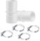 2 Pzs Conector Manguera de Piscina 38mm a 38 mm, Conectores de Manguera de 38 mm, Adaptador Manguera de Piscina, con 4 Abrazaderas de Manguera de Acero Inox, Abrazaderas de Manguera para Piscina