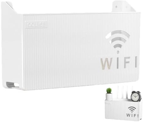 BnyHjir WiFi Router Storage Box, 1 Shelf, Minimalist Style, Router Rack, Wall Mounted, Floating Shelf