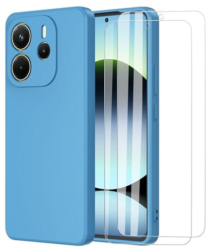MOONESS Funda para Xiaomi Redmi Note 14 4G con 2 Pack Protector Pantalla,Ultrafino Silicona TPU Shockproof Carcasa Case Cover - Azul