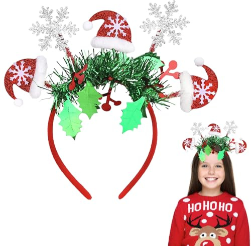 TAXTYHRE Weihnachtliche Haarreifen, Rentier Haarreif Weihnachten, Glitzer Rentier Haarreif mit Schleife, Weihnachts Kopfschmuck für Kinder Erwachsene, für Weihnachtskostüm Karneval Cosplay Party