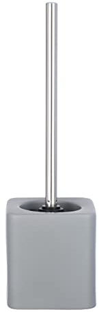 WENKO WC-Garnitur Hexa Grau Keramik - WC-Bürstenhalter, Keramik, 12 x 39.5 x 12 cm, Grau