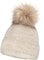 Neverless® gefütterte Damen Strickmütze mit Fell-Bommel und Fleece Futter, Winter-Mütze, Bommelmütze beige