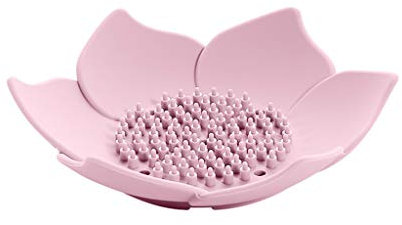 Coversolate Seifenschale Silikon Blütenblatt-Form Seifenschalen Seifenhalter für Dusche, Bad, Küche (Rosa)