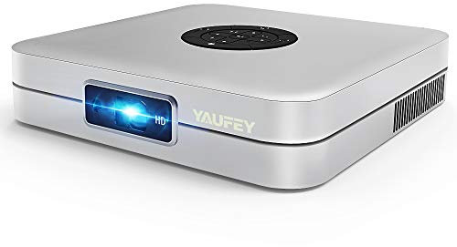 Yaufey Mini proyector, Android 9.0 WiFi DLP Pico Video proyector, 4000 lúmenes portátil proyector de Cine en casa Full HD 1080P Compatible con iPhone/HDMI/USB/Smartphone - trípode
