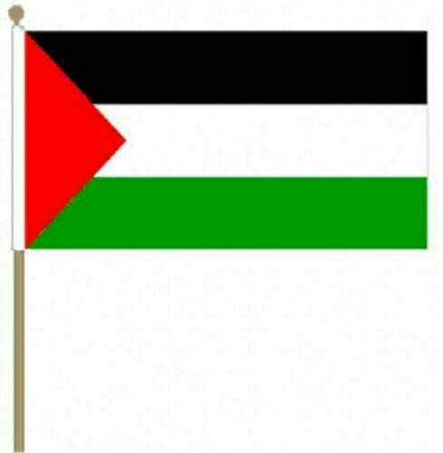 Palestine Large Hand Waving Flag With Wooden Pole 18 x 12 - Country