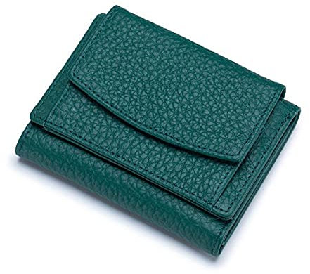 AprinCtempsD RFID Blocage Portefeuille Petit Femme en Cuir Véritable Porte-Monnaie Mini Fille Porte-Carte Elégant (Vert foncé)