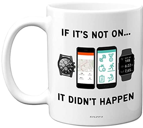 Stuff4 Mug for Cyclists/Runners - If It's Not On, It Didn't Happen - Funny Cycling Mug, Gift for Runner, Novelty Running Gift Cyclist, Triathlon Fitness Men Women