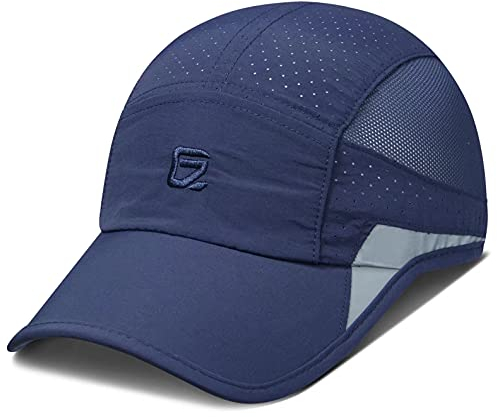 GADIEMKENSD Running Mens Outdoor Hat Unstructured Baseball Cap UPF 50 UV SPF Exercise Run Caps Reflective Breathable Light Sun Hats Quick Dry Mesh Summer Sports Hat Cap Men Woman Navy Blue