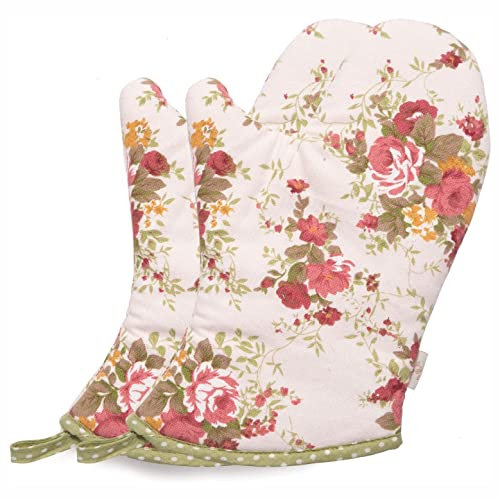 YSDS-JZ Guantes De Horno Resistente Al Calor para La Cocina Diversión Cotidiana Lindo Mitt Pink Sitt Mujeres Floral Cuarzo Microondas BBQ Hornear