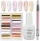 GZMAYUEN Nail Foil Gel mit Nagelfolie Transfer Aufkleber Rose Gold Nagelfolien Starterset 15ML Folienkleber Nägel Transferfolien Kleber Holographische Laser Metallic Transferfolie Sticker