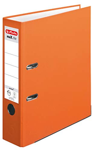 Herlitz Ordner maX.file protect A4 8cm PP-Kunststoffbezug/Papier hellgr.besch. (orange, 8cm | 20er Pack)