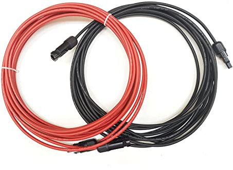 VOLTACON 1m to 25m Pre-Crimped Solar PV Extension Cables Red & Black 4mm² up to 1500Vdc Water Proof Connectors (Pair 3 meters)
