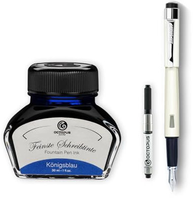 Diplomat Magnum Perlmutt weiß Füllhalter-Set, Füllfederhalter im Set mit Schreibtinte und Konverter, Schreibset