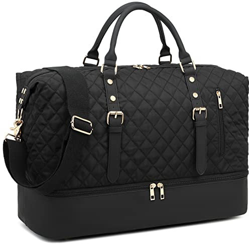 LEDAOU Reisetasche Herren Weekender Damen Tasche mit Schuhfach Groß Handtasche Sporttasche (Schwarz-2)
