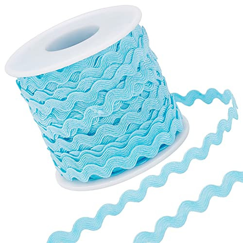 GORGECRAFT 1 Rolle 27yd/25m RIC Rac Trim Ribbon Wellennähen Biegen Fransenborte 5mm/0.2 Zoll Zum Nähen Blumen Basteln Hochzeit Party Spitzenband Craft (Hellblau)