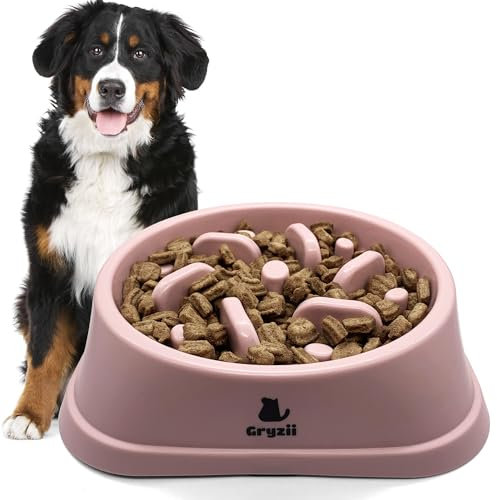 Gamelle Anti Glouton pour Chien de Grande Taille | Bol d'alimentation Lente et Saine, Favorise la Digestion de l'animal, Anti Vomissements, Pieds Antidérapants, Grand et Gros Chien XXL (Grand, Rose)