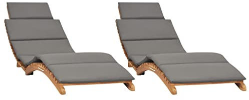 vidaXL Lettini Prendisole 2 pz con Cuscini in Legno Massello di Teak