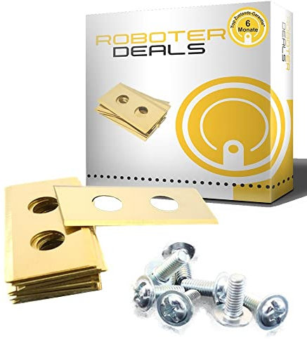 Roboter Deals - Cuchillas de acero inoxidable con revestimiento de titanio, cuchillas de afeitar, cuchillas de repuesto (12 unidades) de 0,7 mm con doble agujero para todos los cortacésped Kress