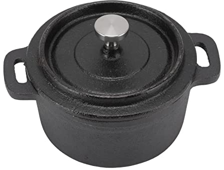 Cast Iron Pot, Traditional Metal Material Slow Cooker Dutch Oven with Lid and Double Loop Handle Non Stick Casserole Pot for Roasting, Pasta, Slow Cooking, Rice, Soups, Stews (Diameter 10CM)