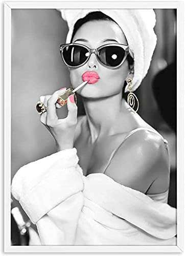 Klassische Kunst Audrey Hepburn Porträt Make-up Leinwanddruck Poster Wohnzimmer Wanddekoration sexy Schönheit Frau Audrey Hepburn Bild Gemälde Kunstwerk, ungerahmt,40x50cm
