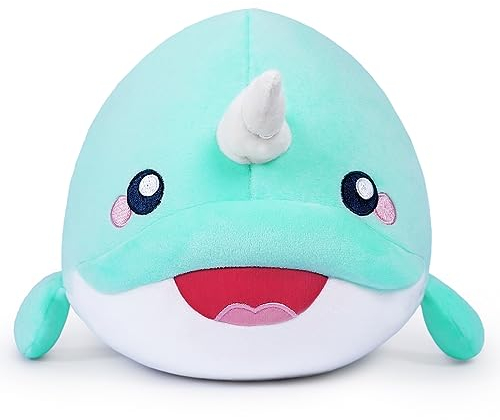 Yeqivo Narwal Plüschtiere, Nette Narwal Plüschtiere Weiche Ozean Tier Umarmung Kissen Narwal Plüschtier Geschenk für Kinder Mädchen Zimmer Dekor(Narwal,30CM)