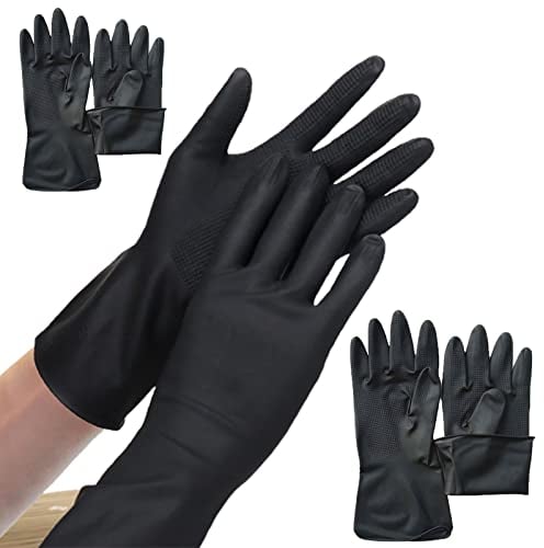BAMFY Guantes Limpieza Limpieza for Las Tareas del Hogar 3 Pares Guantes Fregar Antideslizante Durable Y Eficaz Guantes De Cocina, Lavar Los Guantes (Color : Negro, Size : S)