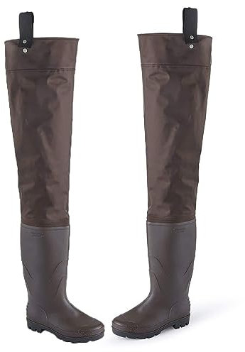 Stivali A Coscia Da Pesca Pantaloni for anca traspiranti leggeri in nylon super impermeabili e antiscivolo, for pesca/acquacoltura all'aperto (Color : Brown, Size : 38 EU)