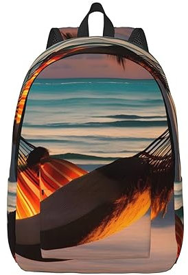 AthuAh Mochila casual para hamaca de playa y bolsa de lona, adecuada para viajar, salir, actividades al aire libre, etc., Negro, S
