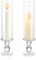 NUPTIO Hurricane Glass Candle Holders - 2 Pieces Pillar Candle Stand Cylinder Candlestick for Taper Candle 35cm Clear Tall Candle Stick with Open Ended Glass Wedding Centrepieces for Tables