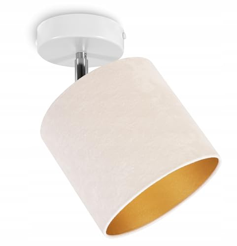 Light-Home Deckenbeleuchtung - Lampen Deckenlampen Milan Sammlung - Deckenlampe Industrial aus Metall und Stoff - Wandlampen 1-Flammig - Durchmesser 15cm - Hell Beige mit Weiß
