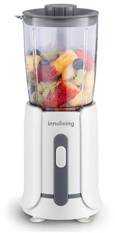 Innoliving Frullatore da Tavolo con Bicchiere Graduato INN-697, Potenza 300W, 4 Lame in Acciaio Inox, Capacità 500ml, Piedini Antiscivolo e Guarnizione Antigoccia