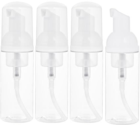4 Stück Schaumspender, Klar Schäumende Schaumseifenspender, Reisegröße Leere Flasche 50 ml Schaum Pumpe Pumpflasche Nachfüllbarer Tragbare Mini Pumpspender, für Kosmeti,Reisen
