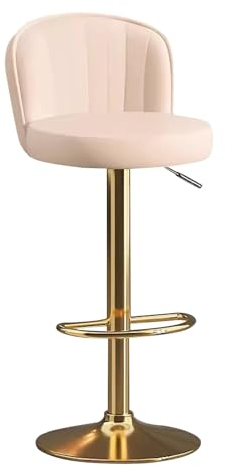 ArhaR Barhocker, Barhocker, höhenverstellbarer Drehhocker mit Rückenlehne und goldenen Beinen (Beige)