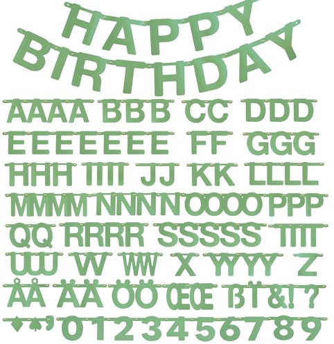 Homarkable Salbeigrünes Buchstaben Banner 124 Stück A to Z