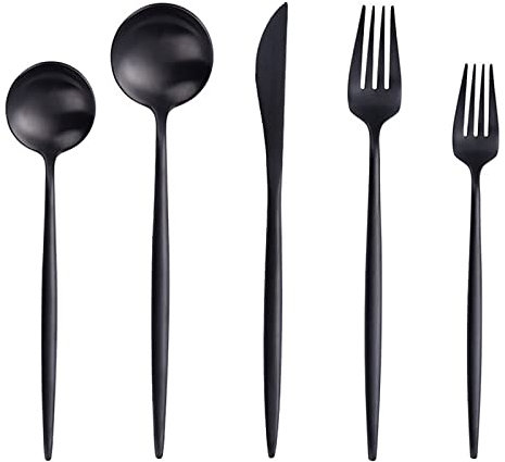 Set di posate nero opaco, set di posate in acciaio inossidabile 304 da 90 pezzi per 18 persone, set di utensili da cucina, set di posate da viaggio per posate da campeggio, lavabile in lavastoviglie