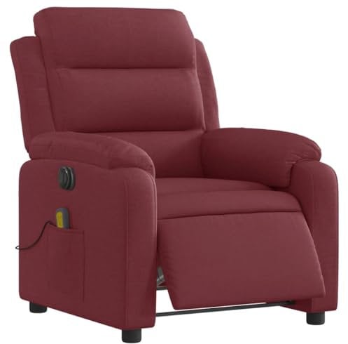 vidaXL Massagesessel Elektrisch, Sessel Verstellbare Rückenlehne Fußteil, Fernsehsessel Relaxsessel mit Liegefunktion, Liegesessel Polstersessel Ruhesessel, Weinrot Stoff