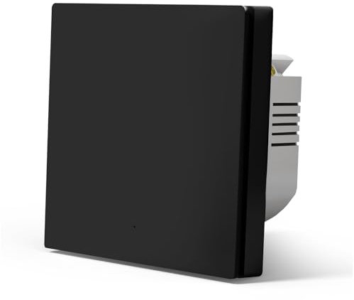 MVAVA Interruptor de luz Wlan, Interruptor de pared inteligente Alexa y Google Home Funciona con Tuya, Interruptor de luz empotrado de 86mm, interruptor de luz de pared 1 compartimento 1 vía Negro