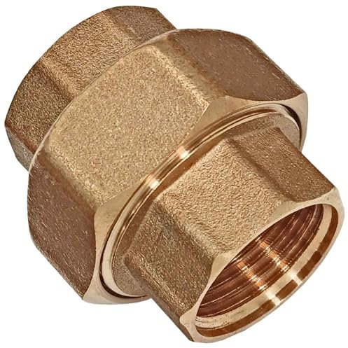 MegaHaustechnik Verschraubung flach dichtend aus Messing 1/2 Zoll IG x IG DN15 Innengewinde Innendurchmesser 19mm Gewinde Fitting Trinkwasser geeignet Rohr Kupplung Verbinder Anschluss