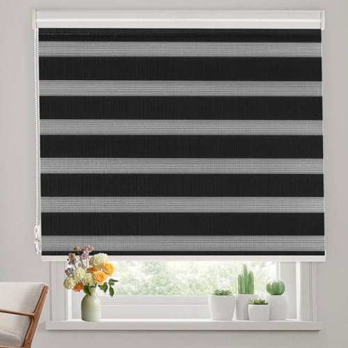 Verdunkelungsrollo Klemmfix 80 x 350 cm Hitzeschutz Energiesparend Portable Verdunklungsfolie für Fenster Inkl. Zubehör für Fenster Und Tür, Schwarz