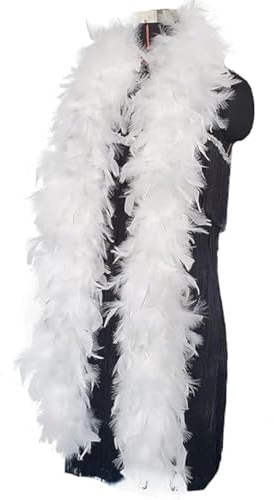 KGDUYC federboa weiß - 1 pcs Federschal Kostüm Länge ca120 cm,Kostüme für Junggesellinnenabschiede,Gatsby, Karneval, Halloween, Fasching, Mottoparty, Kostüm, Theater