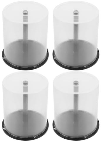Holibanna CD DVD Cake Box Spindle 4pcs 100 Disc Capacity Clear Storage Box with Black Base Empty DVD Storage Bucket Plastic Column Dvds Bucket
