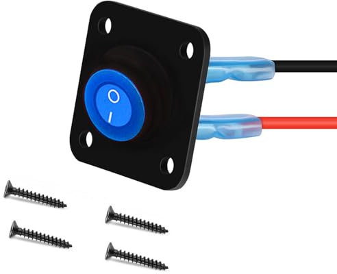 RUNCCI-YUN 12V-24V interrupteur a bascule, LED Interrupteur à Bascule Rond,1Gangs,Étanche DC12V-24V 20A SPST Rond Panneau de commutation 12V pour Voiture, Camion, Voitures de Course, Marine(bleu)