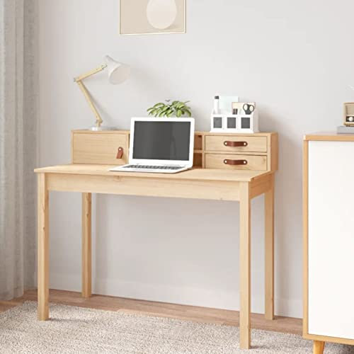 Homgoday Bureau d'ordinateur 110 x 50 x 93 cm en bois massif de pin - Bureau pour économiser de l'espace - Bureau de gaming pour chambre à coucher