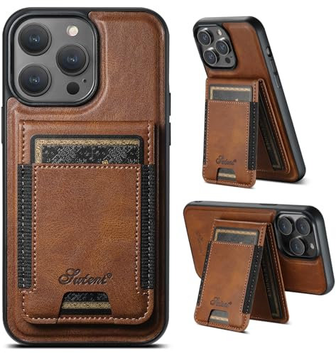 AFARER Handyhülle für iPhone 13 Pro Hülle mit Handy Kartenetui,Kompatibel mit Magsafe Wireless Charging,Brieftasche Leather Wallet case Stoßfest für iPhone 13 Pro 6.1,Braun
