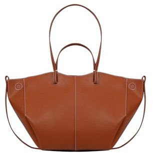 J.OZEANE Elegante Tote Bag aus Kunstleder – Große Damen Shopper Tasche, Schultertasche, Umhängetasche und Henkeltasche – Stilvolle Tragetasche für Einkaufen und Reisen (Braun, 53cm)
