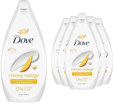 Dove Creamy Indulge Body Wash shower gel with mango nectar & tropical, floral notes for softer, smoother skin after one shower 6x 450 ml